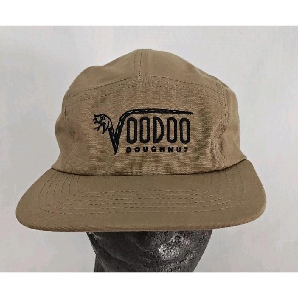 Voodoo Doughnut 5 Panel Hat Strapback Cap Khaki Taupe Portland Donut‎ Shop